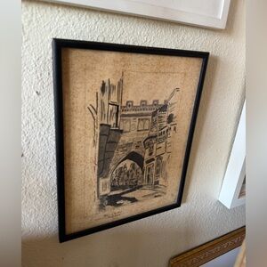 Framed Architectural Sketch Art London early 19th century steffen artist black